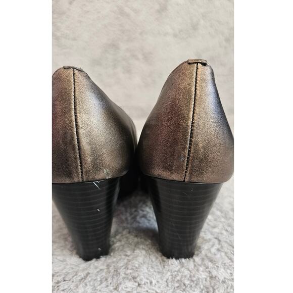Eurosoft by Sofft Blocked Heeled Leather‎ Slip On Penny Loafer Women Sz 9 Bronze - Picture 5 of 10